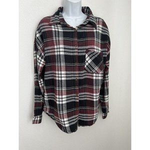 Brandy Melville Flannel Women Small Button Up Shirt Plaid Outdoor Grunge OS